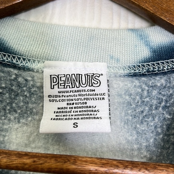 Peanuts - Snoppy Tie Dye Blue And White Snoppy Joe Cool Graphic Sweatshirt Small - Picture 8 of 10